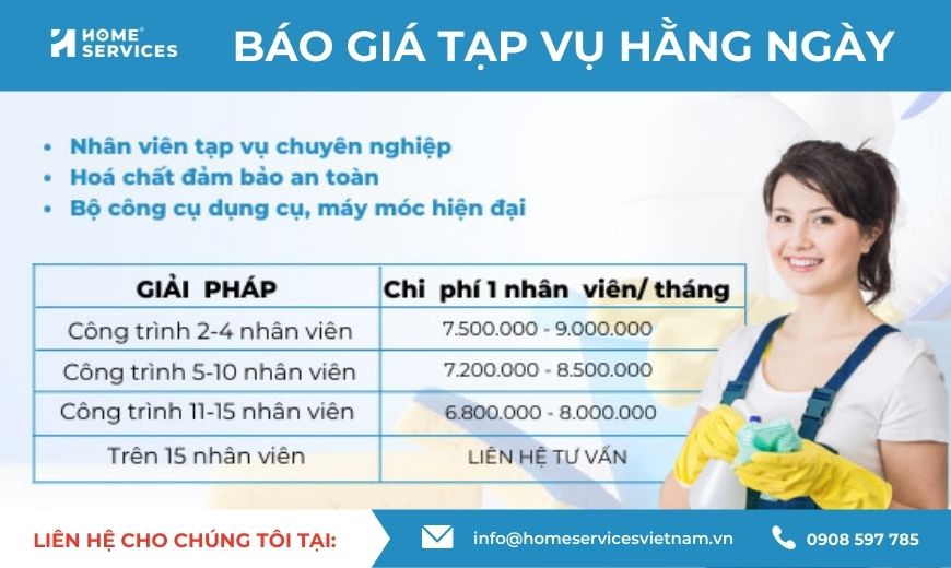 Báo giá tạp vụ hàng ngày Home Services Việt Nam