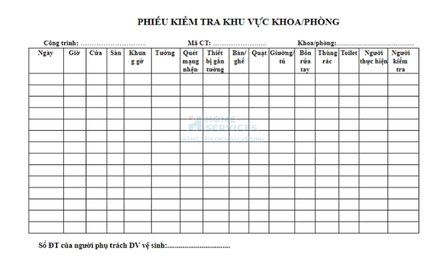 Mẫu checklist vệ sinh trường học