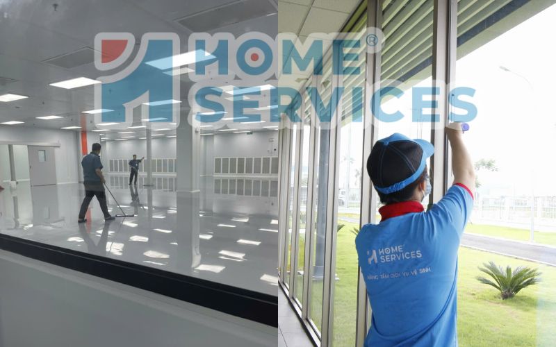 Đội ngũ Home Services Việt Nam đang vệ sinh nhà xưởng