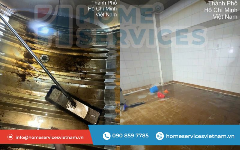 Hình ảnh trước khi vệ sinh bể nước ngầm