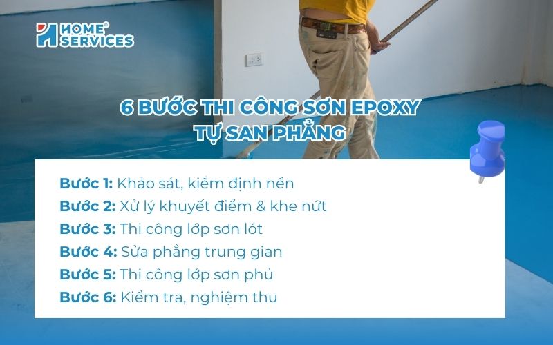 6 bước quy trình sơn epoxy tự san phẳng