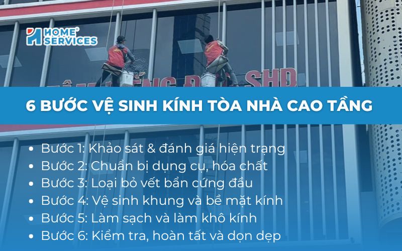Quy trình vệ sinh kính tòa nhà cao tầng