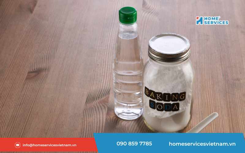 Tẩy rong rêu bằng giấm và baking soda