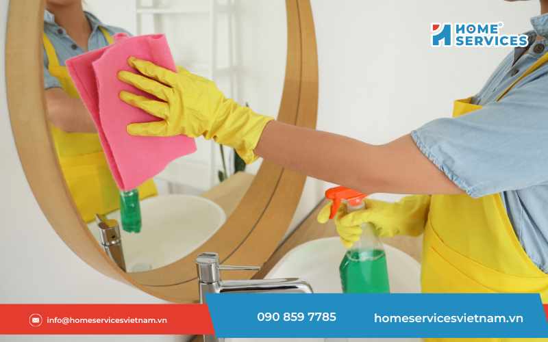 Cách vệ sinh gương nhà tắm